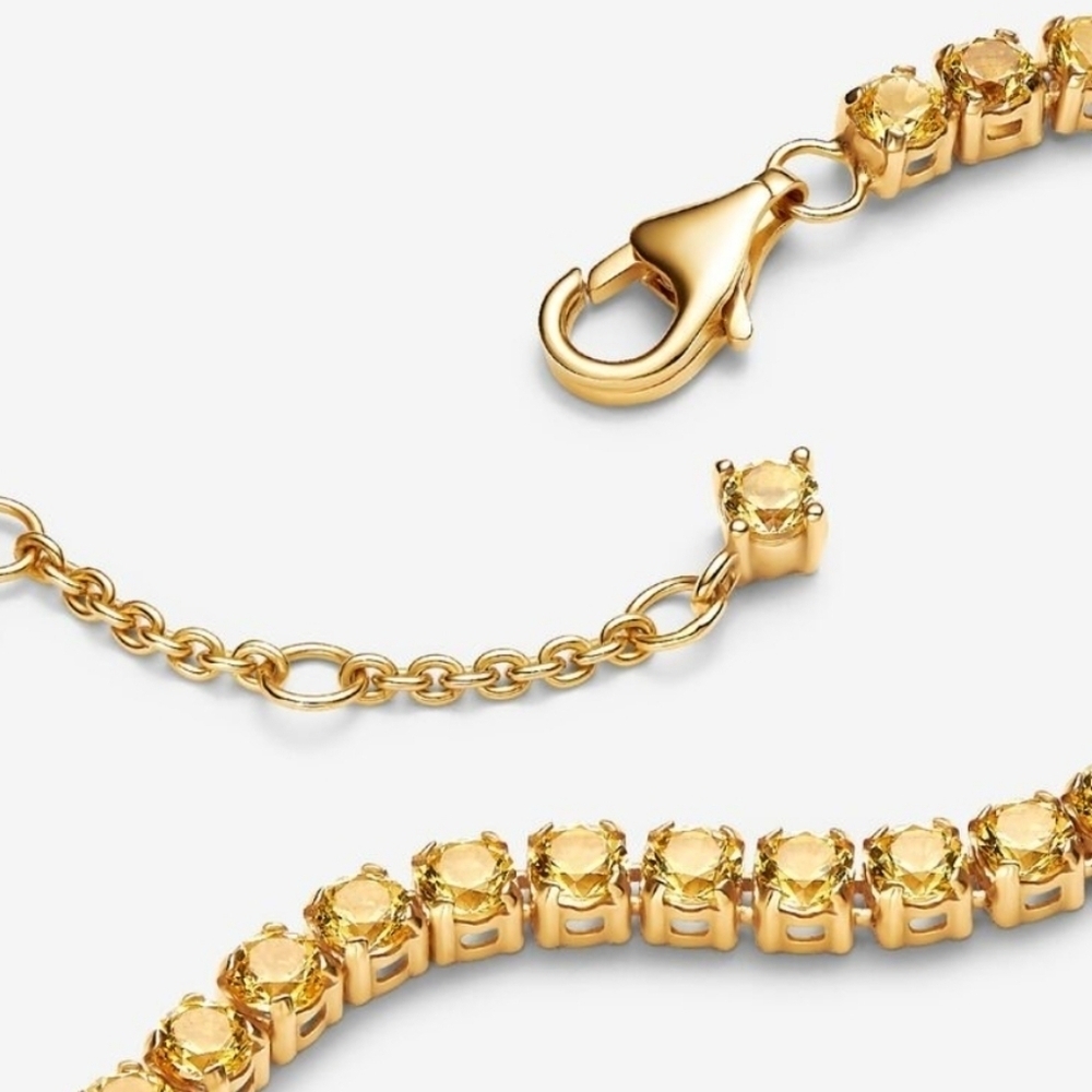 Pandora Sparkling Yellow Tennis Bracelet 14k gold plating - Picture 2 of 7